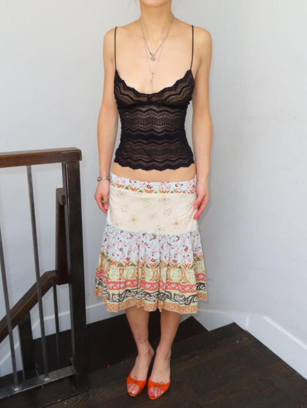 Women's Cream and Multi Skirt